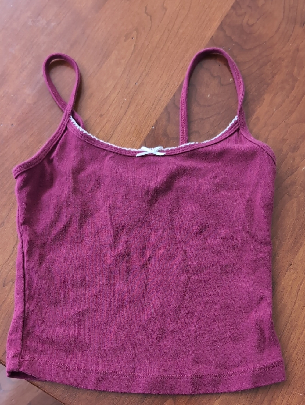 Garage Wine Spaghetti Strap Cami with Bow and Lace